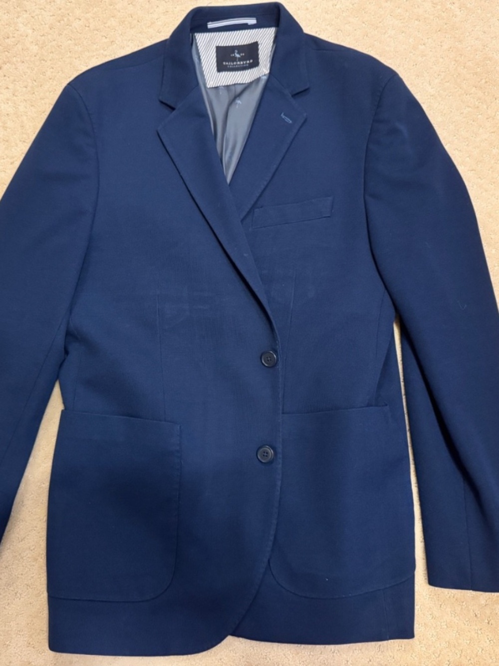 Tailorbyrd Blazer 44R Suit Jacket Sports Coat Men Pocket Navy Blue